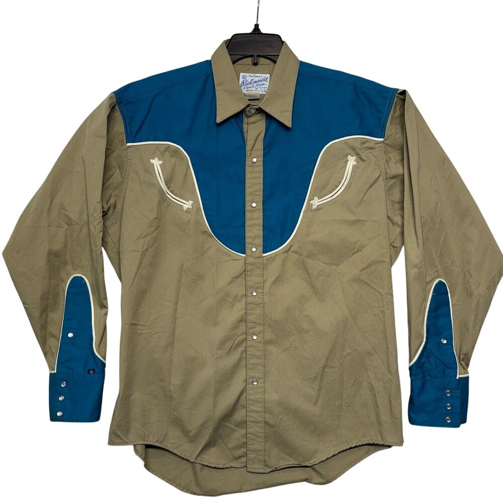 Vintage 70s Rockmount Ranch Wear Shirt Oversizedc Medium Smile Pockets Pearl